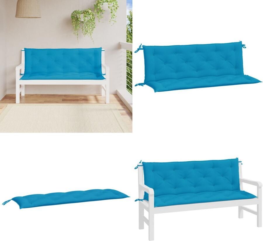 VidaXL Tuinbankkussens 2 st 150x50x7 cm oxford stof lichtblauw Tuinbankkussen Tuinbankkussens Tuinbank Kussen Buitenbankkussen