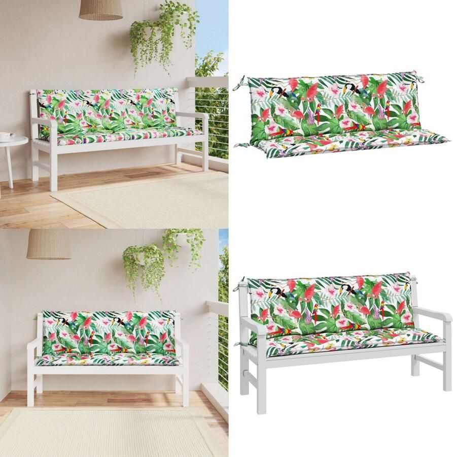 VidaXL Tuinbankkussens 2 st 150x50x7 cm stof meerkleurig Tuinbankkussen Tuinbankkussens Tuinbank Kussen Buitenbankkussen