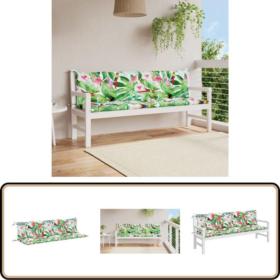 VidaXL Tuinbankkussens 2 st 200x50x7 cm Multicolor Tuinbankkussens Buitenkussens Balkondecoratie Tuindecoratie Lounge Set Accessoires