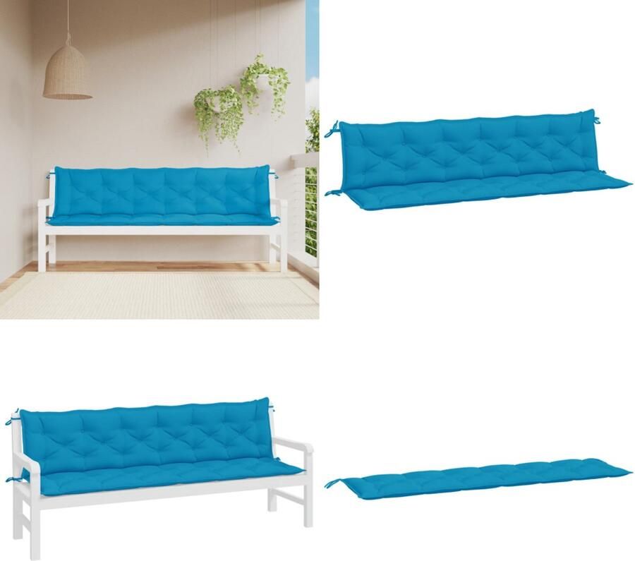 VidaXL Tuinbankkussens 2 st 200x50x7 cm oxford stof lichtblauw Tuinbankkussen Tuinbankkussens Tuinbank Kussen Buitenbankkussen