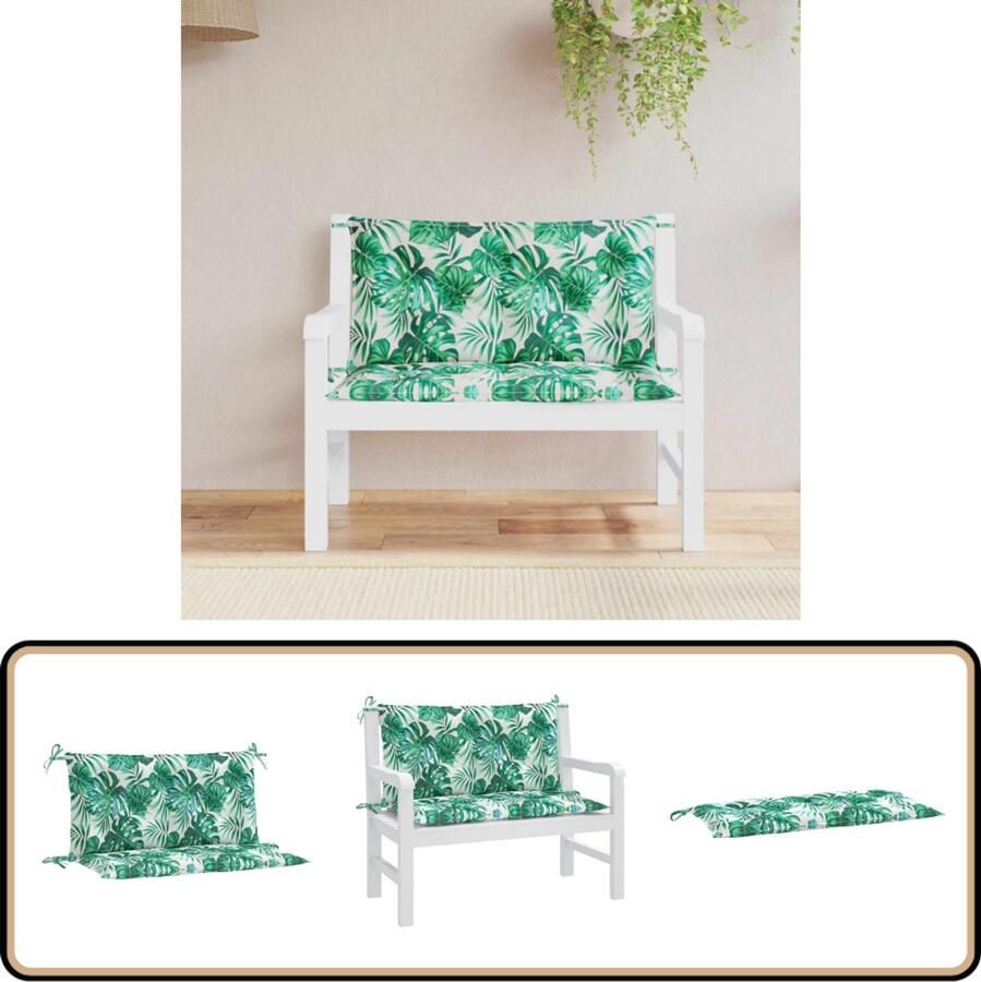 VidaXL Tuinbankkussens 2 st Bladpatroon 100x50x7 cm Tuinbankkussen Tuinbankkussens Tuinbank Kussen Buitenbankkussen