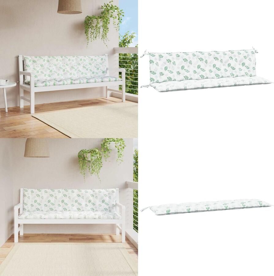 VidaXL Tuinbankkussens 2 st oxford stof bladpatroon Tuinbankkussen Tuinbankkussens Tuinbank Kussen Buitenbankkussen