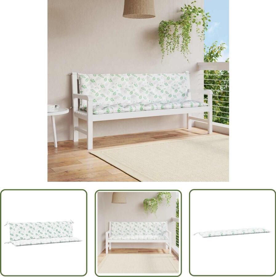VidaXL Tuinbankkussens 2 st Oxford stof Bladpatroon Tuinbankkussens Oxford Stof Holle Vezel Tuinkussens Outdoor Kussens Balkon Kussens Lounge Set Kussens Groen