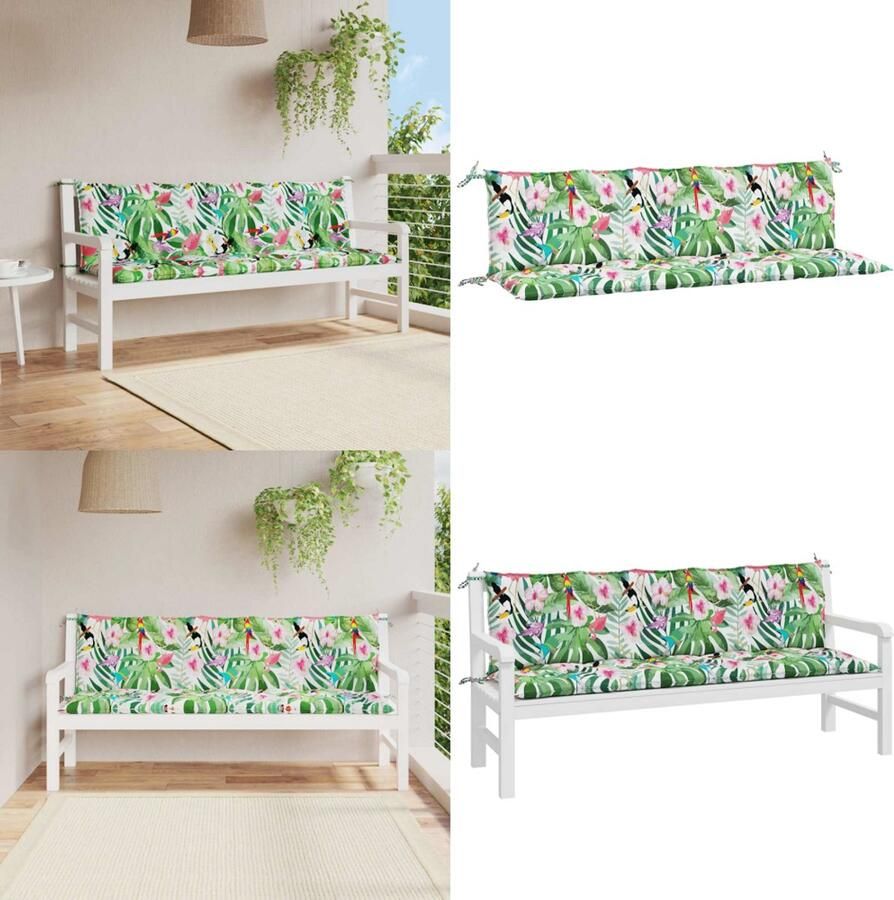 VidaXL Tuinbankkussens 2 st oxford stof meerkleurig Tuinbankkussen Tuinbankkussens Tuinbank Kussen Buitenbankkussen