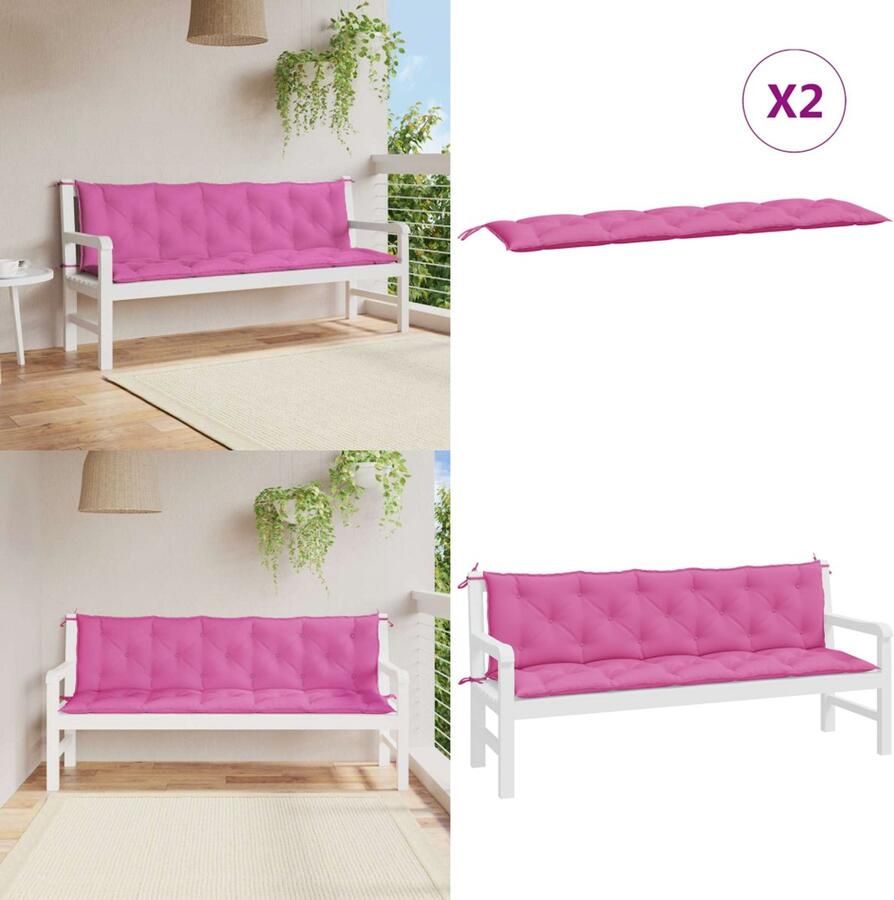 VidaXL Tuinbankkussens 2 st oxford stof roze Tuinbankkussen Tuinbankkussens Tuinbank Kussen Buitenbankkussen