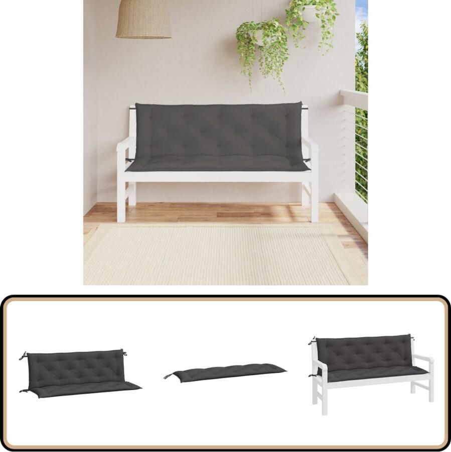 VidaXL Tuinbankkussens 2 stuks 150x50x7 cm Antraciet Tuinbankkussen Tuinbankkussens Tuinbank Kussen Buitenbankkussen