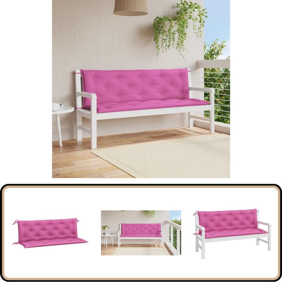VidaXL Tuinbankkussens 2 stuks 150x50x7 cm Roze Tuinbankkussens Buitenkussens Balkondecoratie Lounge Set Tuinset