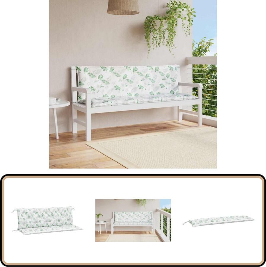 VidaXL Tuinbankkussens Bladpatroon 2 stuks 150x50x7 cm Tuinbankkussens Buitenkussens Balkondecoratie Tuindecoratie Lounge Set Accessoires Comfort