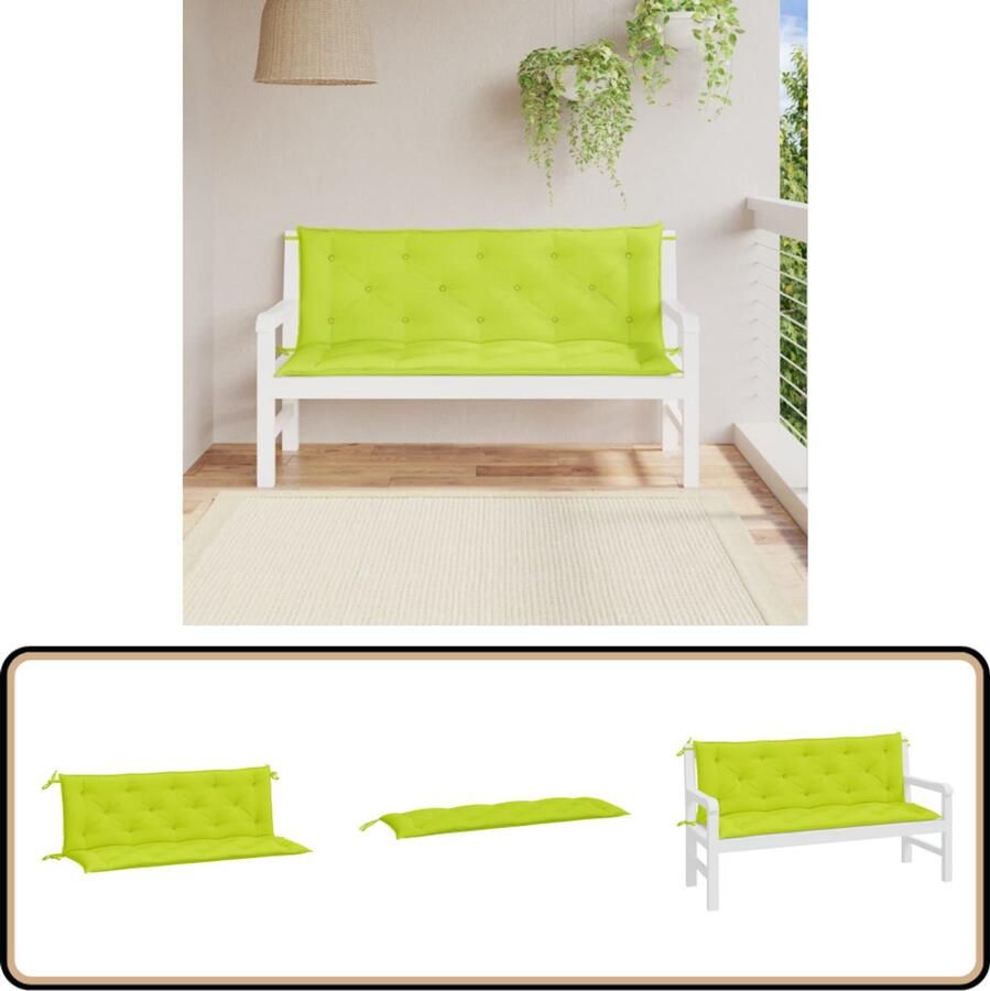 VidaXL Tuinbankkussens groen 150x50x7 cm 2 st Tuinbankkussen Tuinbankkussens Tuinbank Kussen Buitenbankkussen