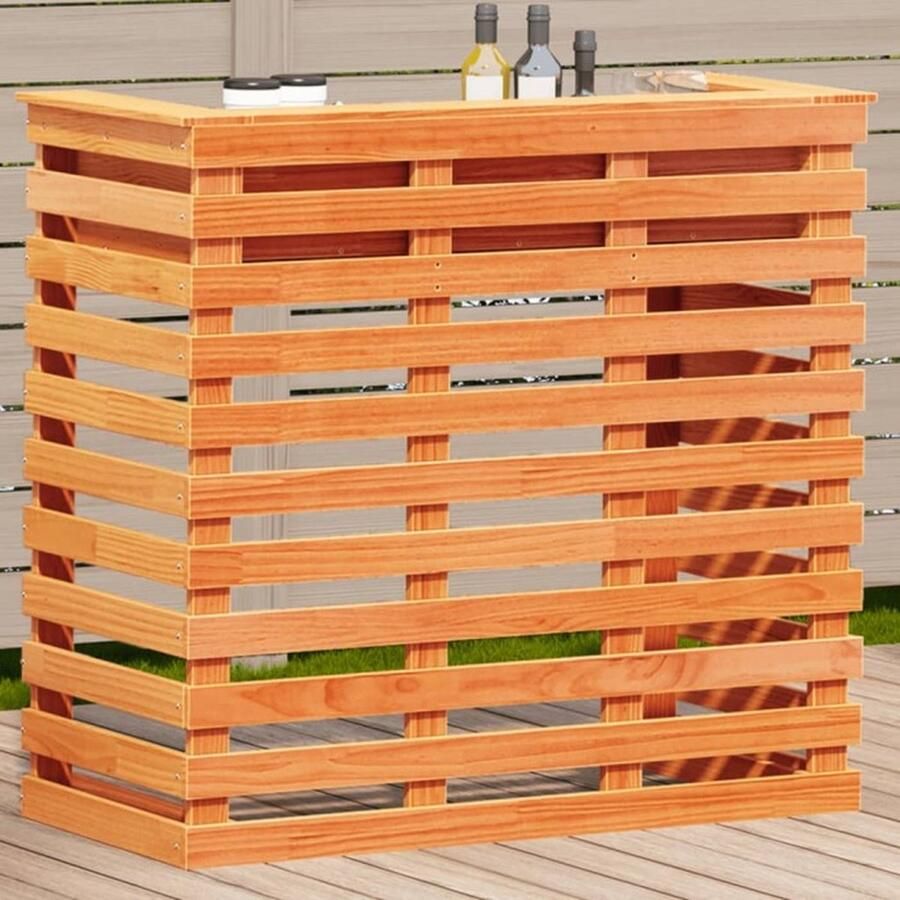 VidaXL Tuinbartafel wasbruin 113 5x50x103 cm massief grenenhout