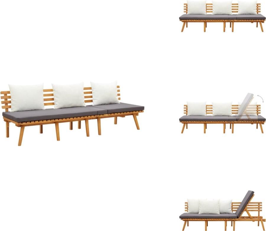 VidaXL Tuinbed Tuinbedden Dagbed Tuindagbed Tuinslaapbank 200x65 cm massief acaciahout