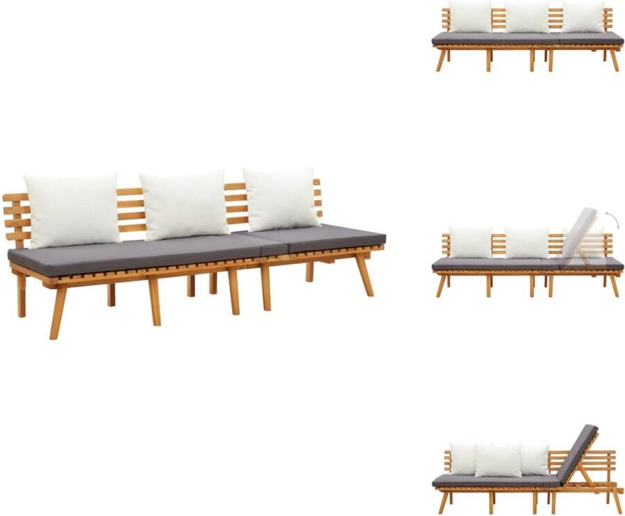 VidaXL Tuinbed Tuinbedden Dagbed Tuindagbed Tuinslaapbank 200x65 cm massief acaciahout - Foto 2