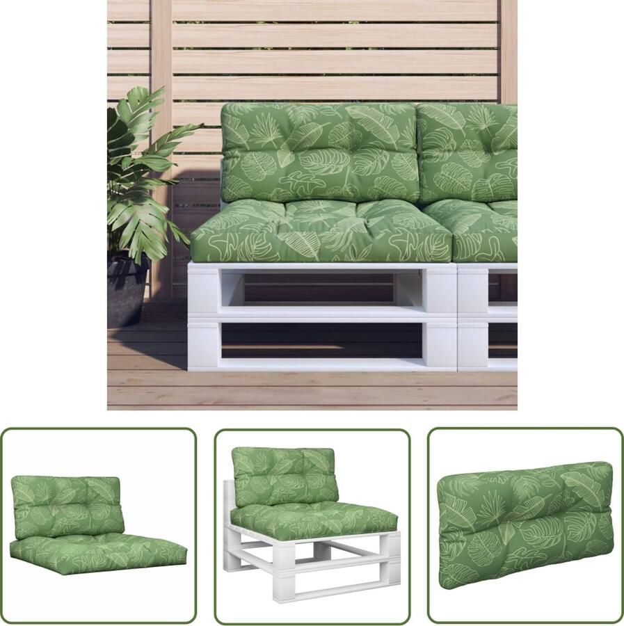 The Living Store Palletkussens Polyester Zachte vulling Brede toepassing 80x80x12 cm Met bladpatroon Palletkussens Tuincushions Outdoor Cushions Lounge Cushion Zitzakken