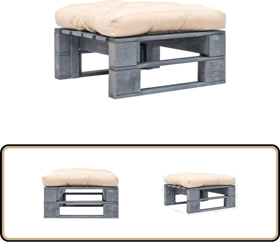 VidaXL Tuinhocker met zandkleurig kussen Pallet Hocker Tuinhoek Buisthoek Lounge Stoel Relaxstoel Tuin Meubilair Outdoor Furniture Teak Tafel Balkon Meubel - Foto 2