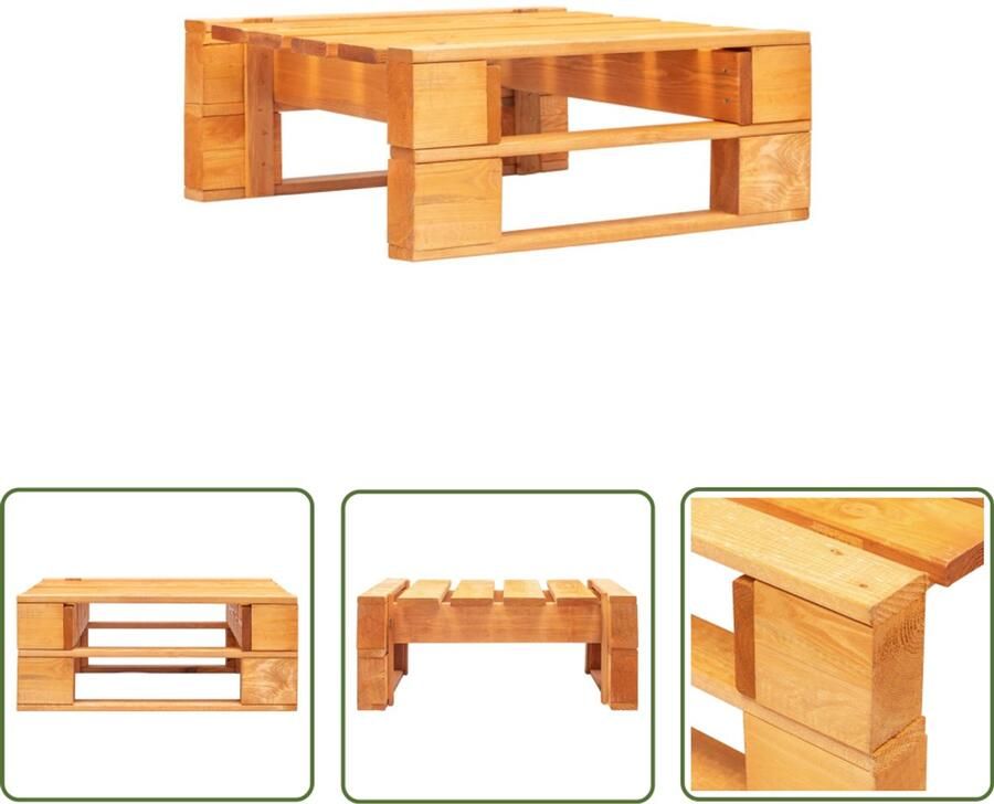 VidaXL Tuinhocker Pallet Hout Honingbruin 60x60x25 cm Tuinstoel Houten Stoelen Pallets Meubels Buitendecoratie Balkon Decoratie Lounge Set Relax Fauteuil Outdoor Furniture