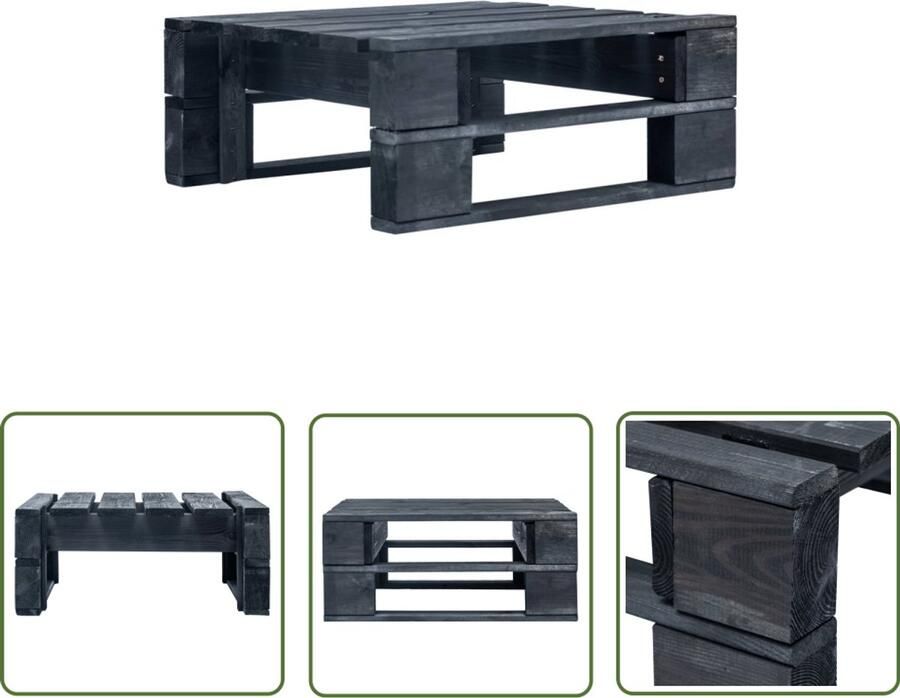 VidaXL Tuinhocker Pallet Hout Zwart Tuinstoel Pallets Buitendecoratie Houten Meubels Lounge Stoel Relaxstoeltje Balkon Decoratie