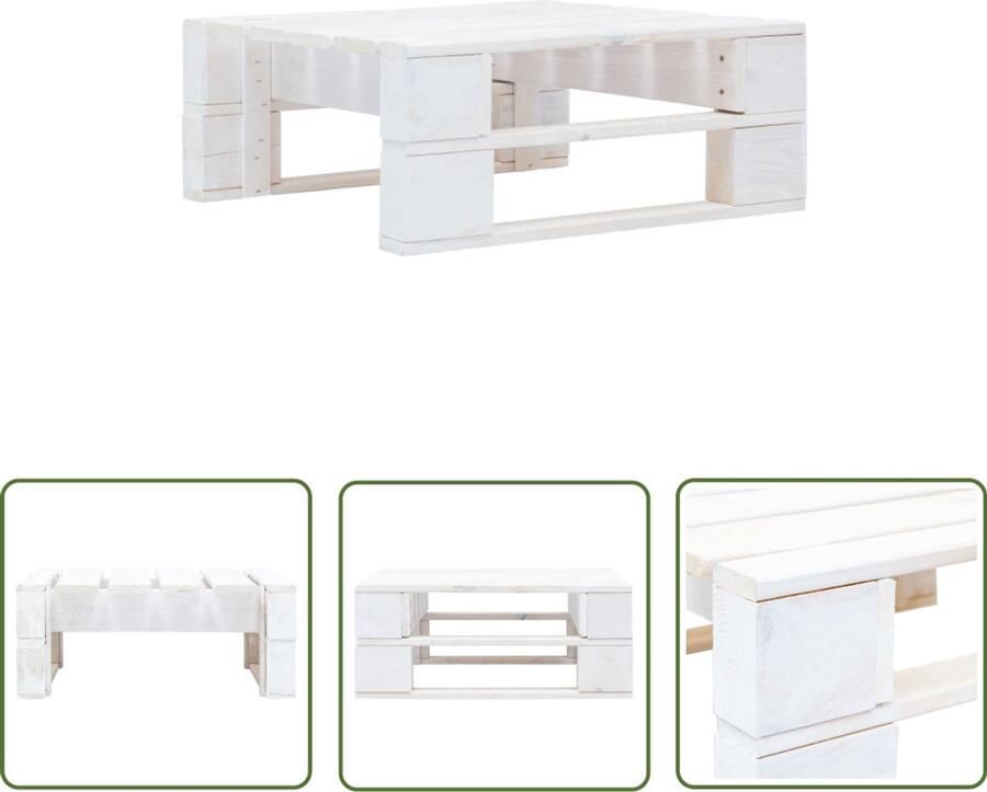 VidaXL Tuinhocker Wit Grenenhout 60x60x25 cm Tuinstoel Pallet Meubilair Buitendecoratie Lounge Stoelen Relaxstoelen Balkon Decoratie Terrasdecoratie Outdoor Furniture Garden Chair Wooden Stool Rustic Style White Furniture