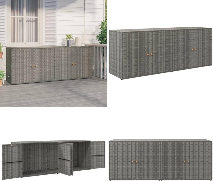 VidaXL Tuinkast 198x55 5x80 cm poly rattan grijs Tuinkast Tuinkasten Buitenkast Tuinbox