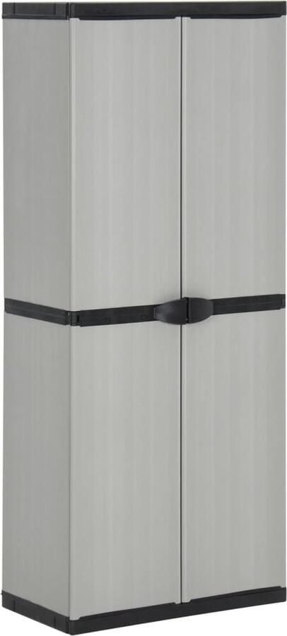 VidaXL Tuinkast 3 Schappen Grijs en Zwart Tuin Kast Opslagruimte Buitenschrank Pvc Kast Grijze Kast Zwarte Kast Tuingereedschap Balkon Kast - Foto 2