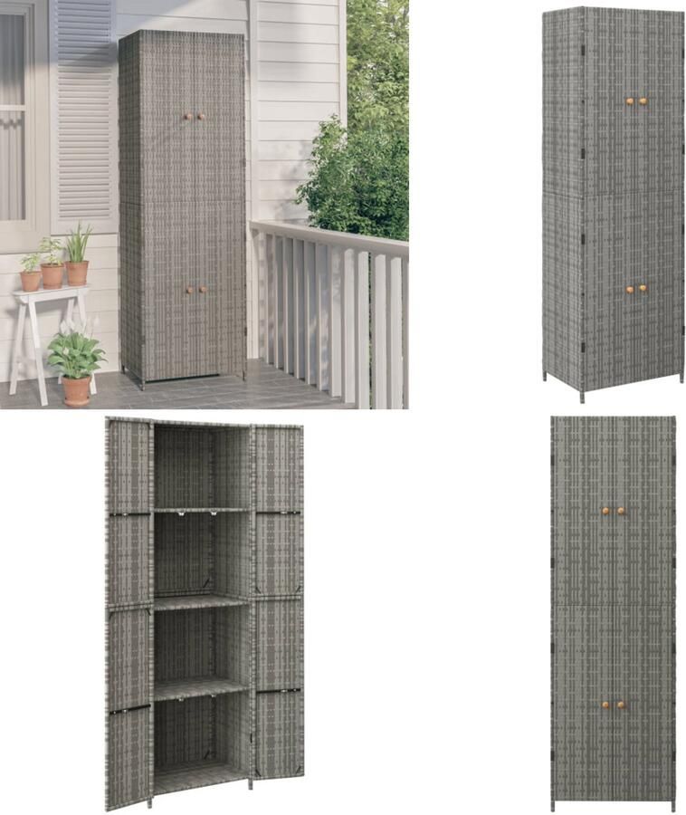 VidaXL Tuinkast 59x40x180 cm poly rattan grijs Tuinkast Tuinkasten Buitenkast Tuinbox