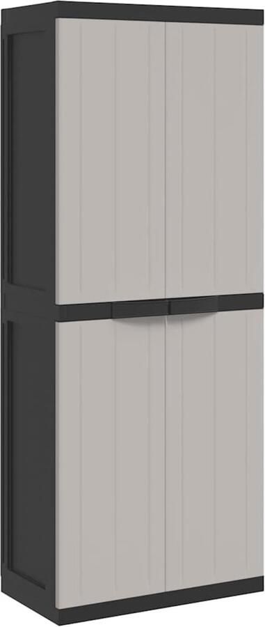 VidaXL -Tuinkast-65x37x165-cm-polypropeen-grijs-en-zwart - Foto 4