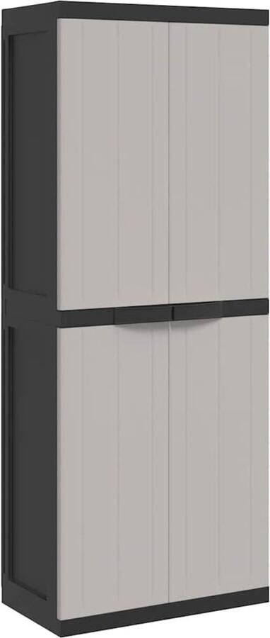 VidaXL -Tuinkast-65x37x165-cm-polypropeen-grijs-en-zwart - Foto 3