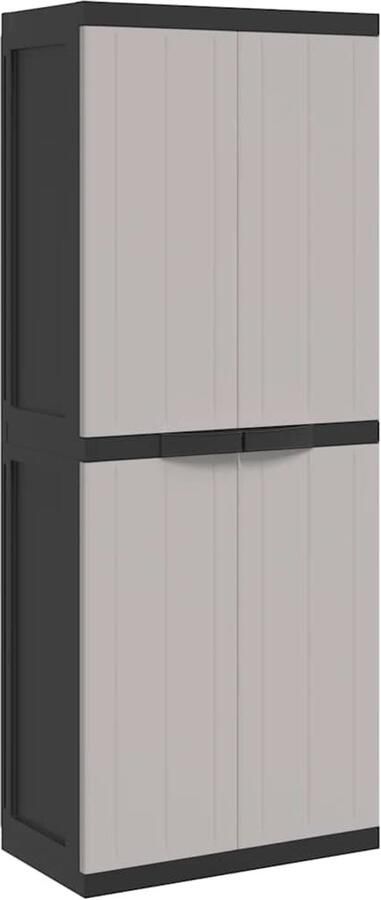 VidaXL -Tuinkast-65x37x165-cm-polypropeen-grijs-en-zwart - Foto 2