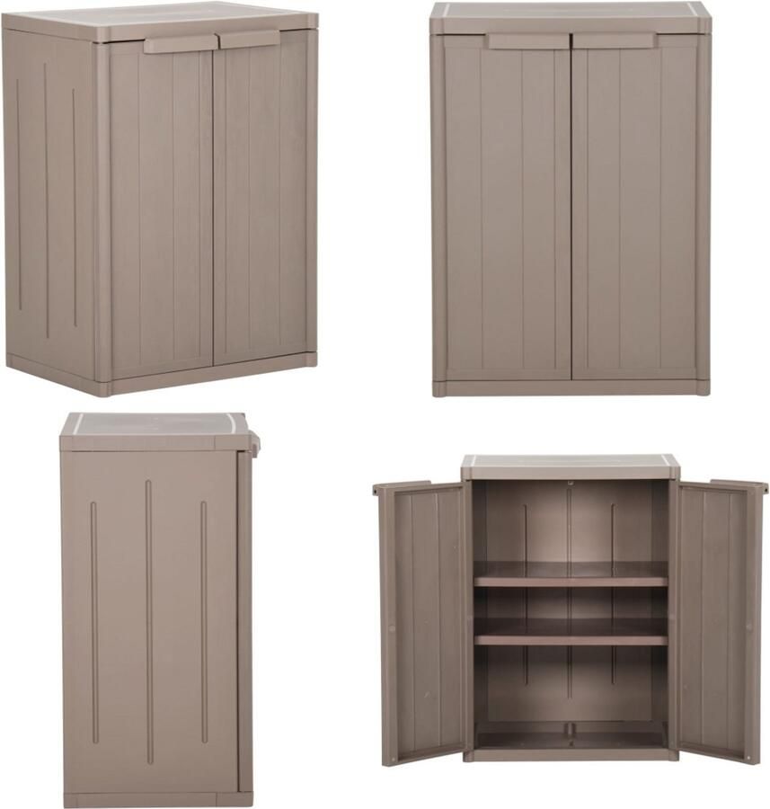 VidaXL Tuinkast 65x45x88 cm polypropyleen hout-look bruin Tuinkast Tuinkasten Buitenkast Opbergkast