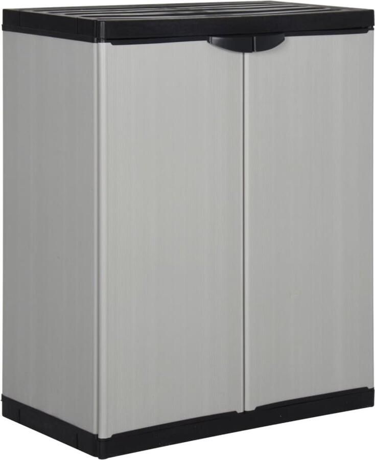 VidaXL Tuinkast 68x40x85 cm Grijs en Zwart Tuinkast Buitenkast Opslagkast Pvc Kast Grijze Kast Zwarte Kast Veiligheids Slot - Foto 2