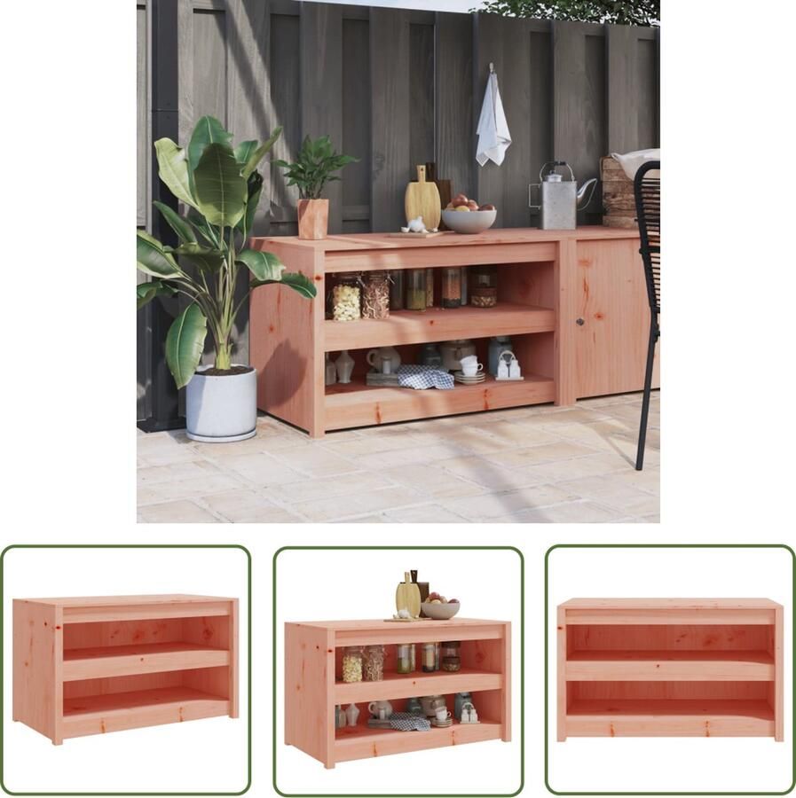 The Living Store Keukenkast voor buiten 106x55x64 cm massief douglashout Houten Keukenkast Buitendouche Tuinkast Houtkachel Outdoor Kitchen