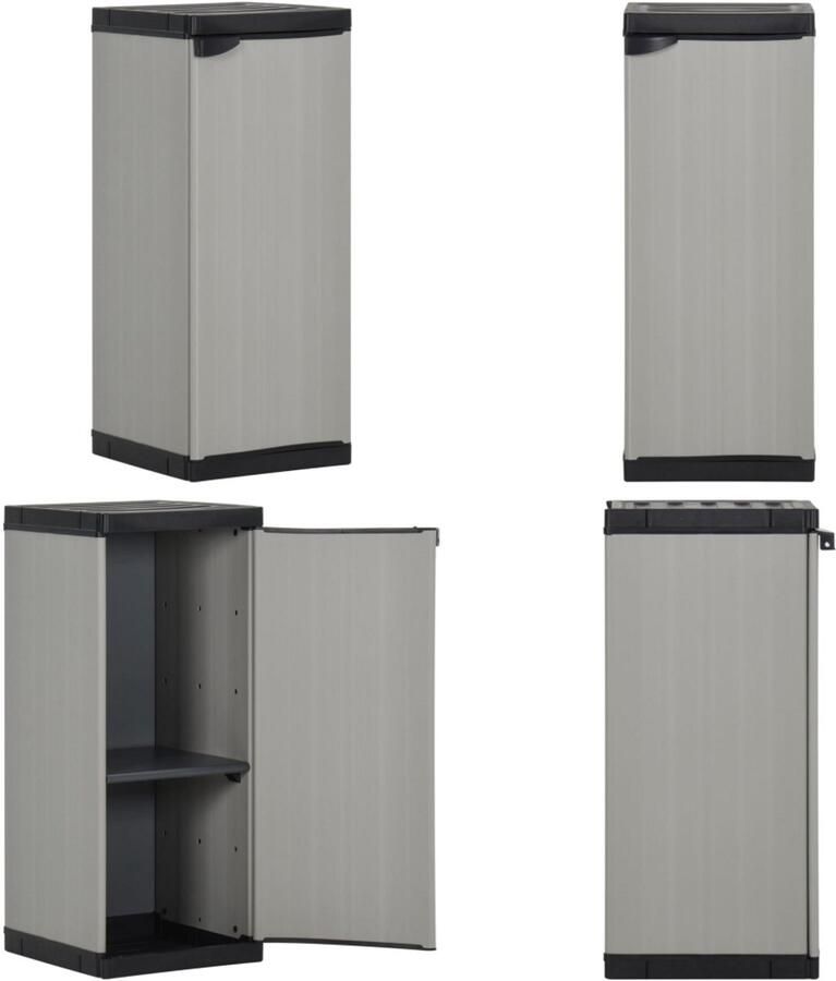 VidaXL Tuinkast met 1 schap 35x40x85 cm grijs en zwart Tuinkast Tuinkasten Kast Buitenkast