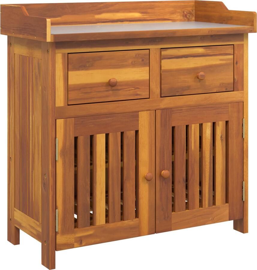 VidaXL Tuinkast met lade met opslag met de deur Bruin 78 x 36.5 x 78 cm Massief acaciahout