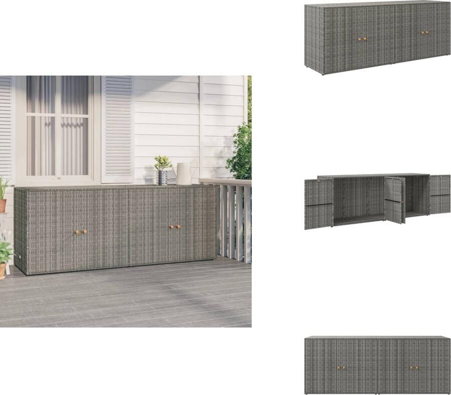 VidaXL Tuinkast Tuinkasten Buitenkast Tuinbox Tuinkast 198x55 5x80 cm poly rattan grijs