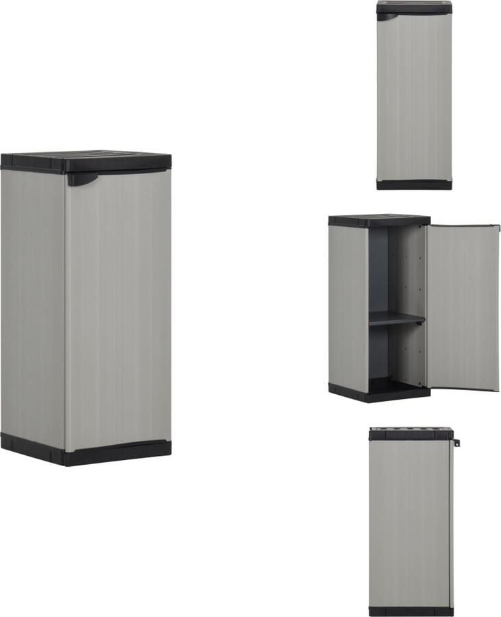 VidaXL Tuinkast Tuinkasten Kast Buitenkast Tuinkast met 1 schap 35x40x85 cm grijs en zwart
