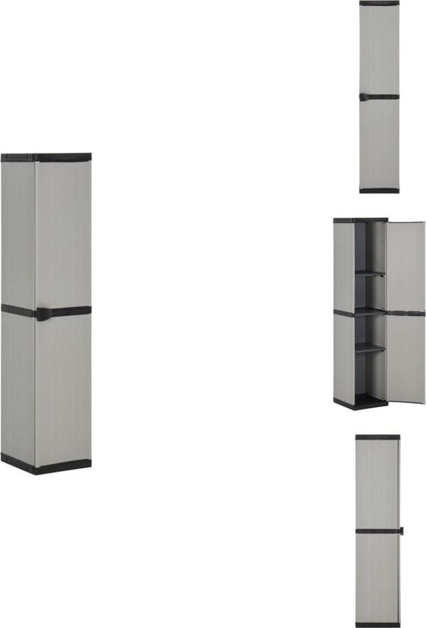 VidaXL Tuinkast Tuinkasten Opbergkast Tuinmeubel Tuinkast met 3 schappen 34x40x168 cm grijs en zwart - Foto 2