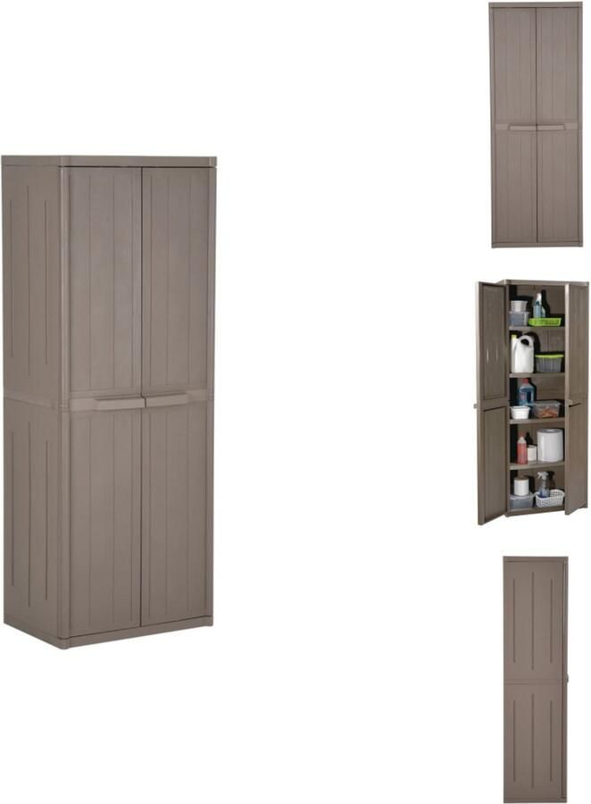 VidaXL Tuinkast Tuinkasten Tuin Kast Tuin Kast Tuinkast 65x45x172 cm polypropyleen hout-look bruin