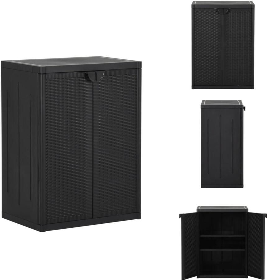 VidaXL Tuinkast Tuinkasten Tuin Kast Tuin Kast Tuinkast 65x45x88 cm polypropyleen rattan zwart