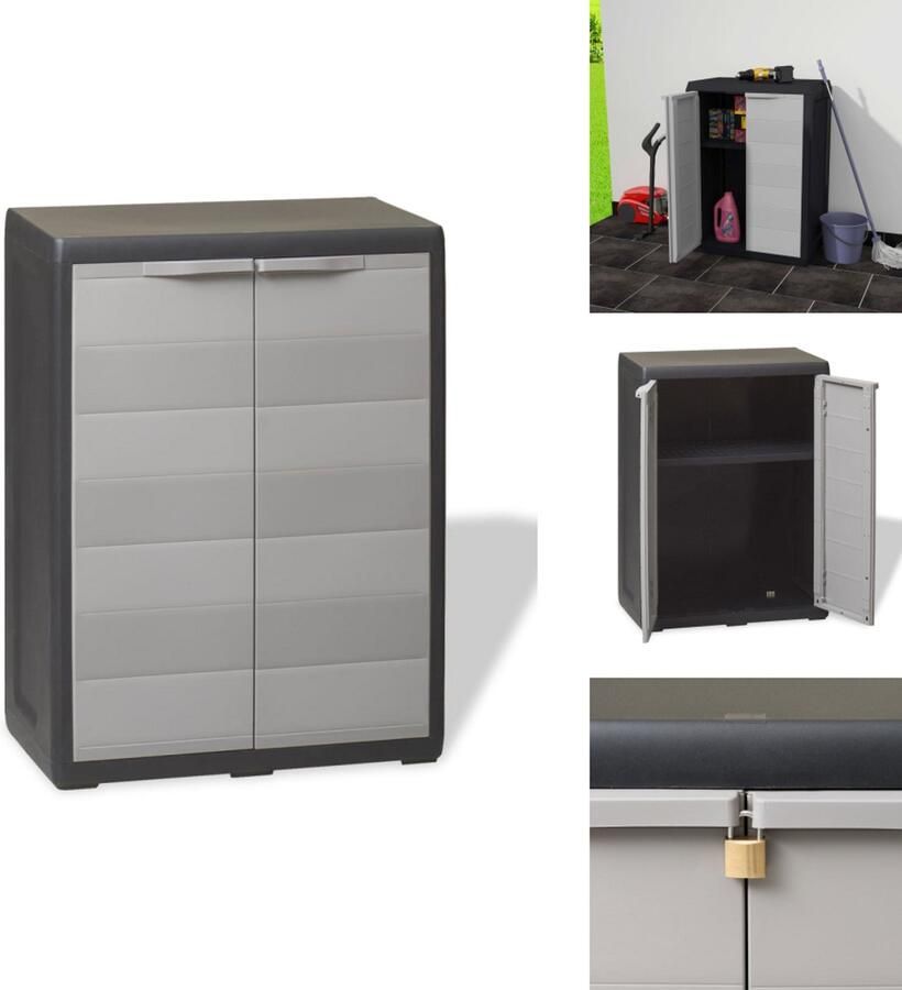 VidaXL Tuinkast Tuinkasten Tuin Kast Tuin Kast Tuinkast met 1 schap zwart en grijs