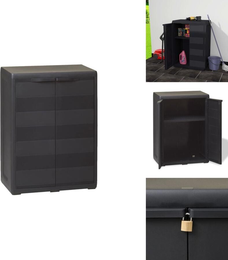 VidaXL Tuinkast Tuinkasten Tuin Kast Tuin Kast Tuinkast met 1 schap zwart - Foto 2