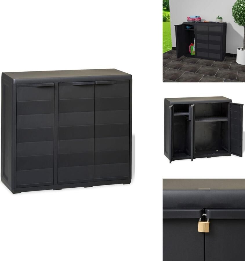 VidaXL Tuinkast Tuinkasten Tuin Kast Tuin Kast Tuinkast met 2 schappen zwart - Foto 2
