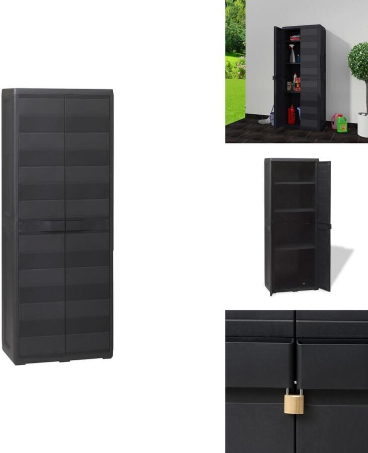 VidaXL Tuinkast Tuinkasten Tuin Kast Tuin Kast Tuinkast met 3 schappen zwart