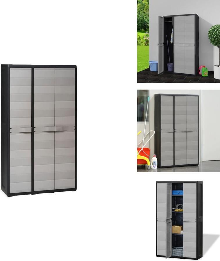 VidaXL Tuinkast Tuinkasten Tuin Kast Tuin Kast Tuinkast met 4 schappen zwart en grijs