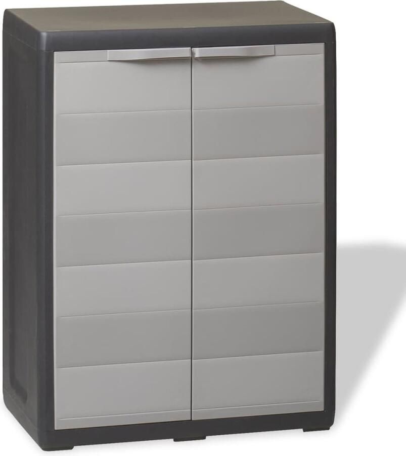 VidaXL Tuinkast Zwart en Grijs 65x38x87 cm Tuin Kast Buitenschrank Opslagkast Tuinkabinet Kunststof Kast Grijze Kast Zwarte Kast - Foto 2