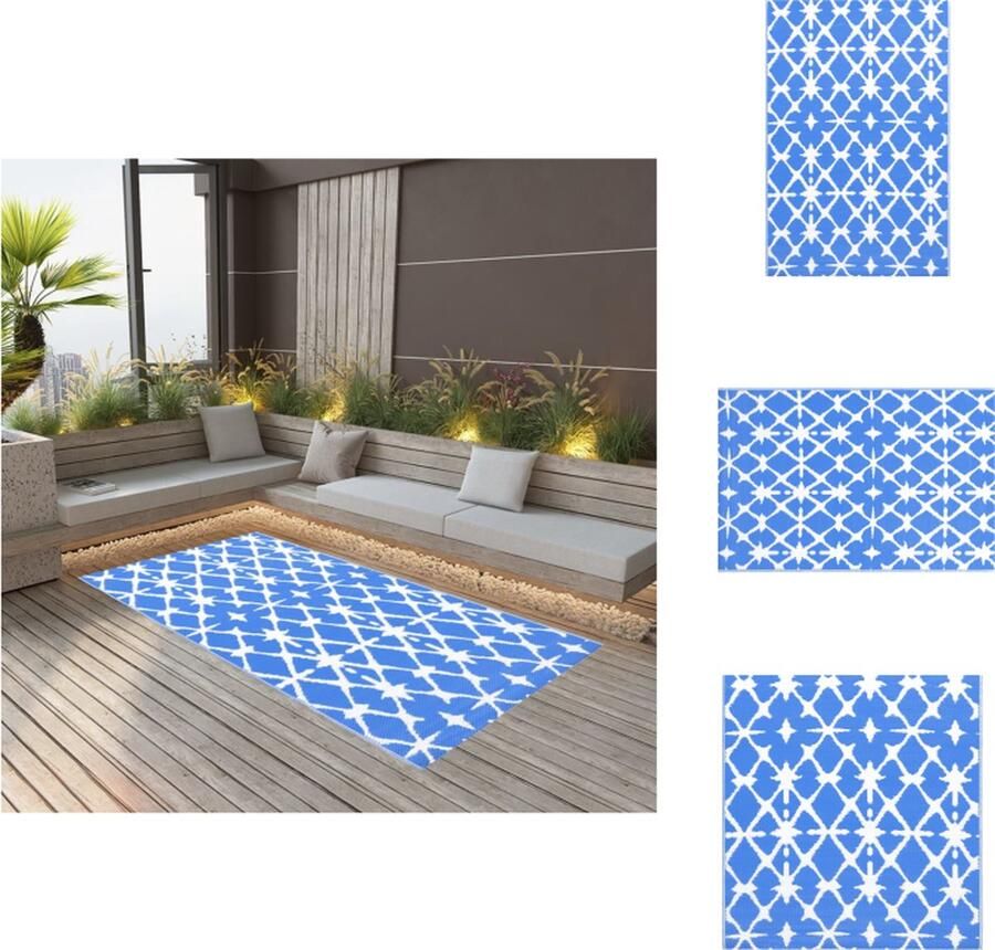VidaXL Tuinkleed Tuinkleden Terraskleed Terraskleden Buitenkleed ARAKIL 120x180 cm PP blauw en wit