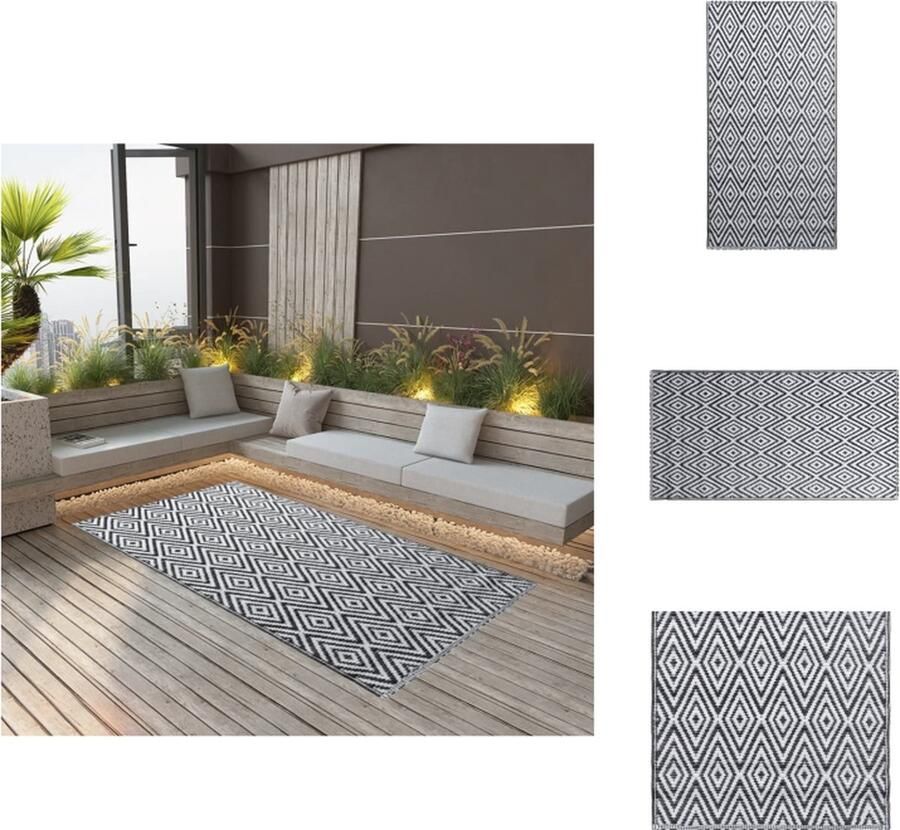 VidaXL Tuinkleed Trendy buitenruimte decoratie Zacht materiaal Geschikt voor zwembad Dubbellaagse jacquard Wit en zwart PP 120 x 180 cm Buitenkeuken