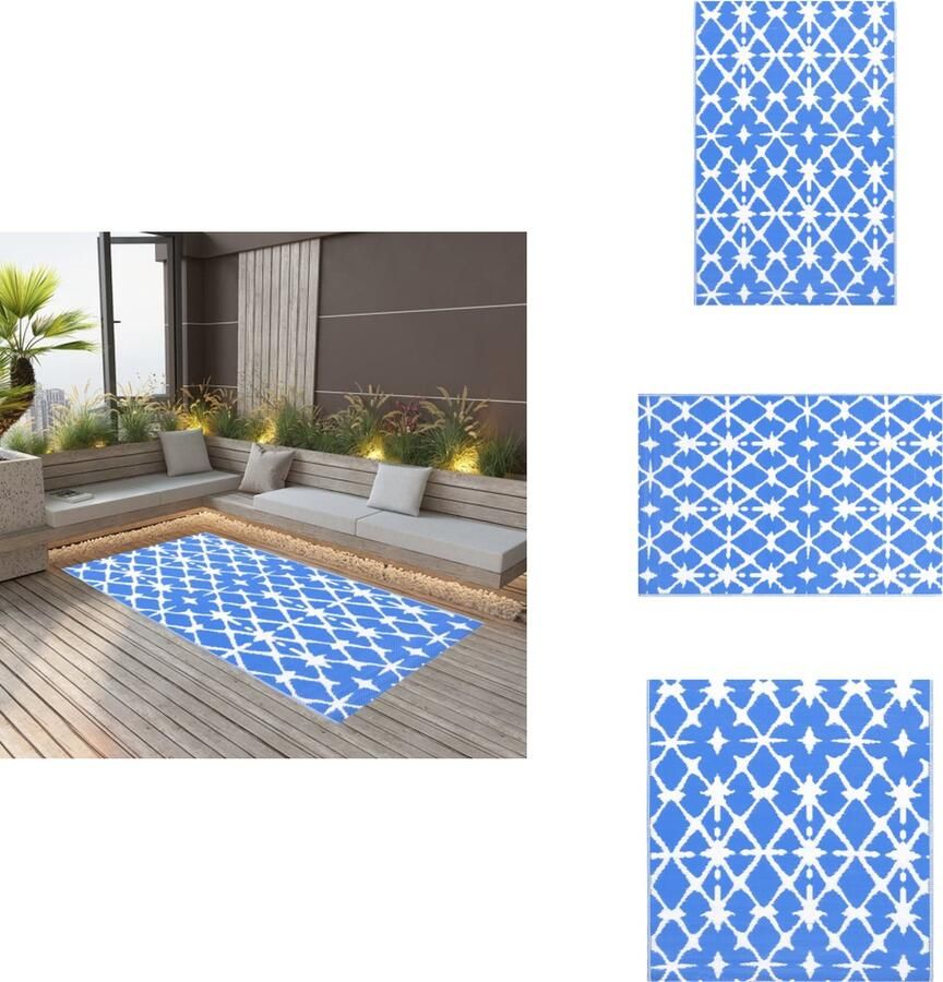 VidaXL Tuinkleed Tuinkleden Terraskleed Terraskleden Buitenkleed ARAKIL 160x230 cm PP blauw en wit
