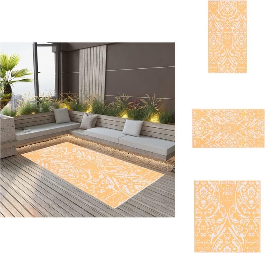 VidaXL Tuinkleed Tuinkleden Terraskleed Terraskleden Buitenkleed ARAKIL 160x230 cm PP oranje en wit