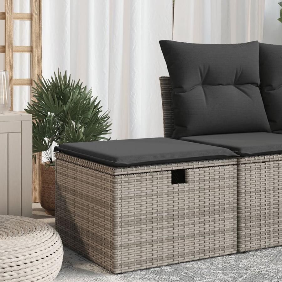VidaXL Tuinkruk 55x55x37 cm Grijs Inclusief kussen Tuinkruk Tuinstoelen Buitendecor Outdoor Living Relaxen Buiten