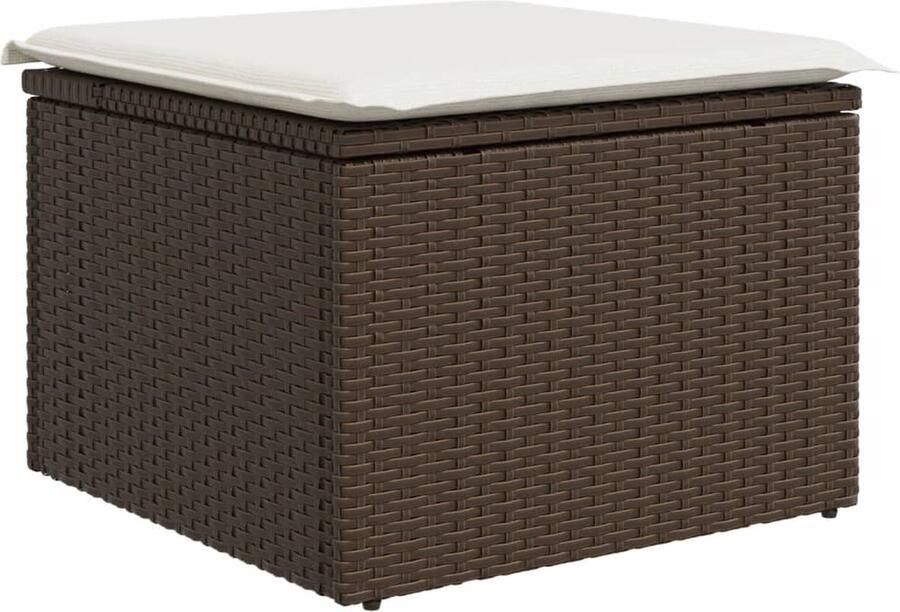 The Living Store Tuinkruk met kussen 55x55x37 cm poly rattan bruin Tuinkruk Outdoor Furniture Lounge Stoel Patiostoel Bruine Tuinset - Foto 2