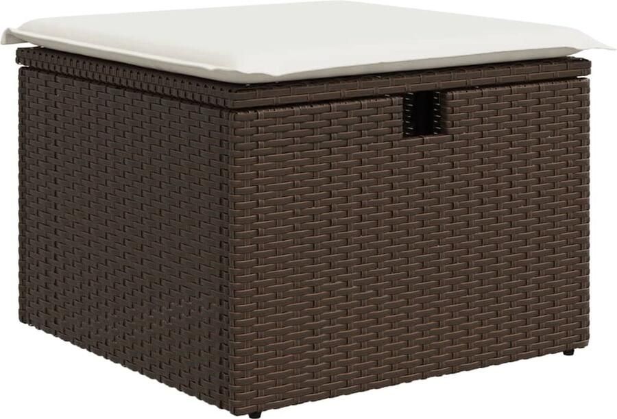 The Living Store Tuinkruk PE-Rattan 55 x 55 x 37 cm Opbergfunctie Comfortabel Zitkussen Tuinkruk Buitentijd Garden Furniture Patio Set Relaxen - Foto 2